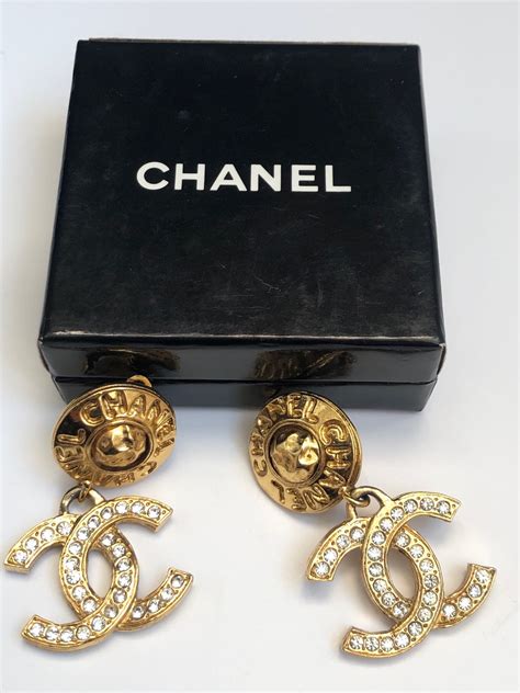 chanel crystal letter earrings|original Chanel earrings.